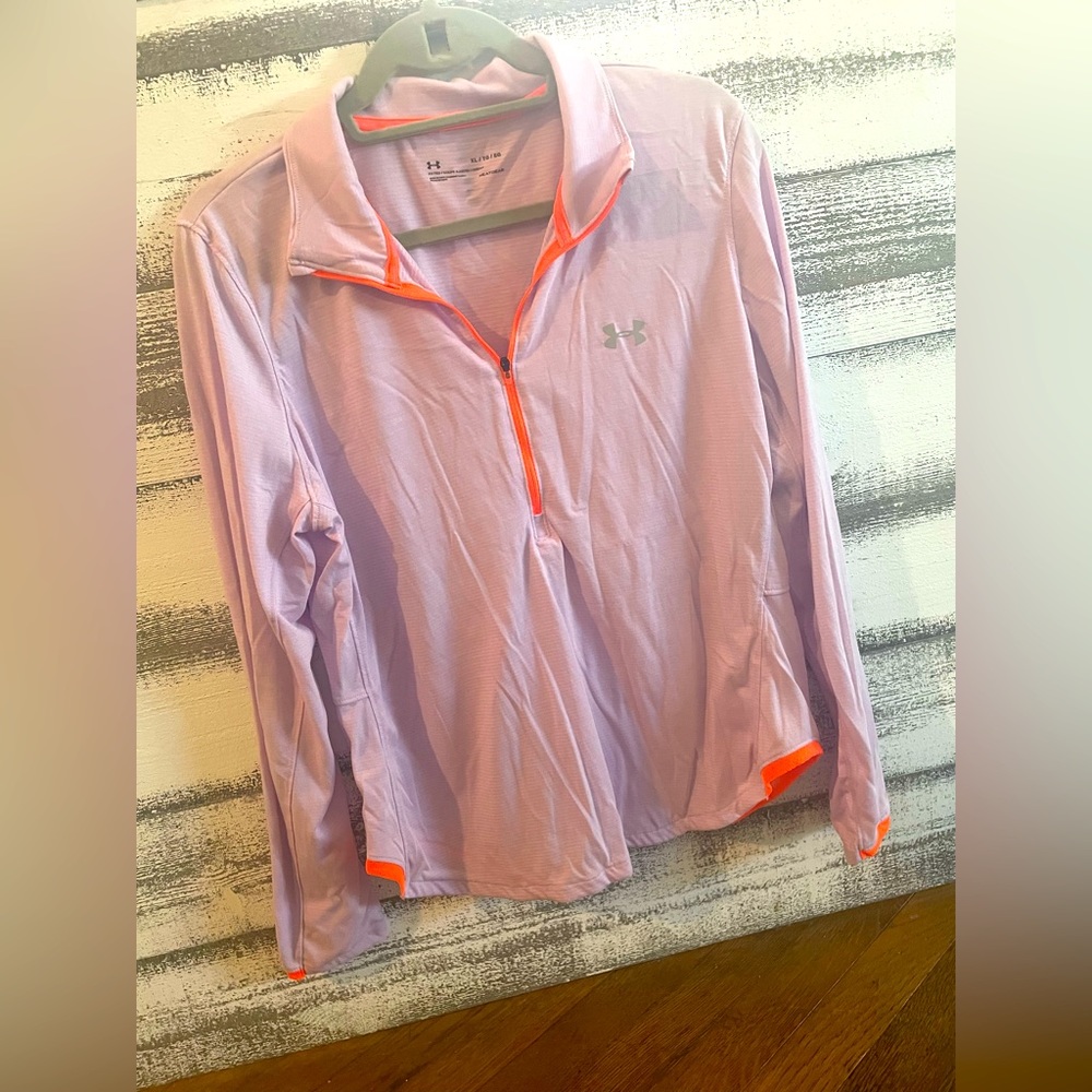 Lavender and orange Under Armor Women’s active long sleeve top.